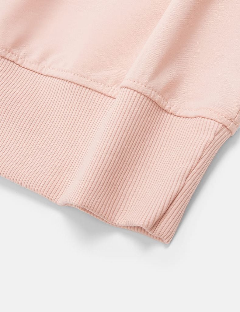 Áo nỉ cổ tròn nữ dáng crop mác dệt kẹp cổ sau