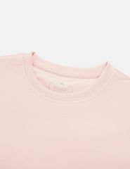 Áo nỉ cổ tròn nữ dáng crop mác dệt kẹp cổ sau