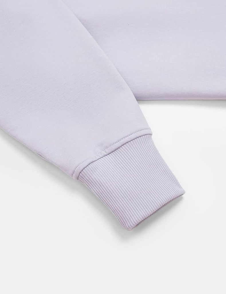 Áo nỉ cổ tròn nữ dáng crop mác dệt kẹp cổ sau