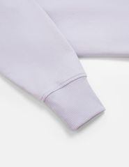 Áo nỉ cổ tròn nữ dáng crop mác dệt kẹp cổ sau