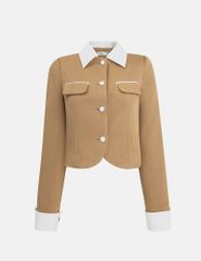 Áo vest nữ cổ bẻ vải phối