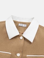 Áo vest nữ cổ bẻ vải phối