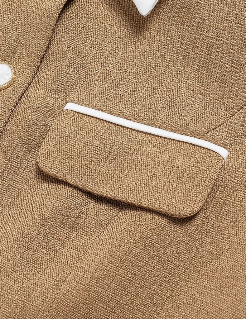 Áo vest nữ cổ bẻ vải phối