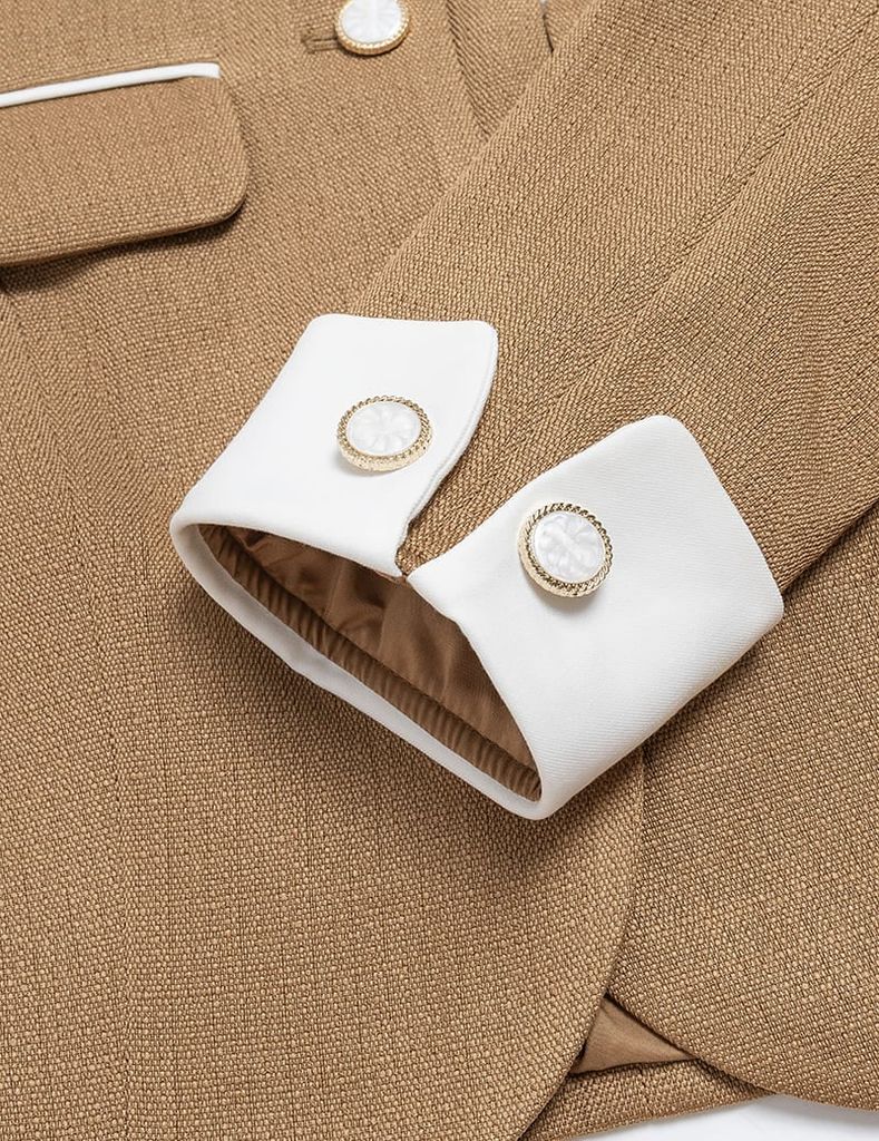 Áo vest nữ cổ bẻ vải phối
