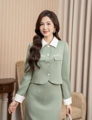 Bộ vest nữ cổ bẻ vải phối