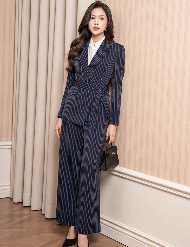 Bộ vest nữ dài tay đai rời