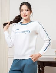 Bộ nỉ cổ tròn nữ phối dọc 2 tay hình in trước ngực