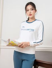 Bộ nỉ cổ tròn nữ phối dọc 2 tay hình in trước ngực