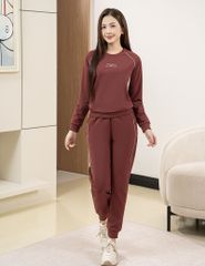 Bộ nỉ cổ tròn nữ hình in trước ngực