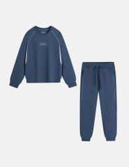 Bộ nỉ cổ tròn nữ hình in trước ngực