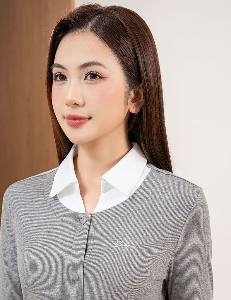 Bộ đồ cotton nữ logo thêu trước ngực