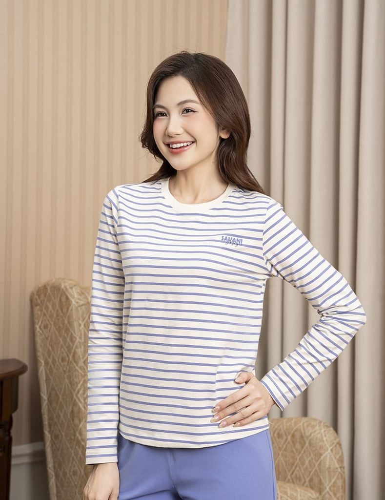 Bộ đồ cotton nữ hình in trước ngực