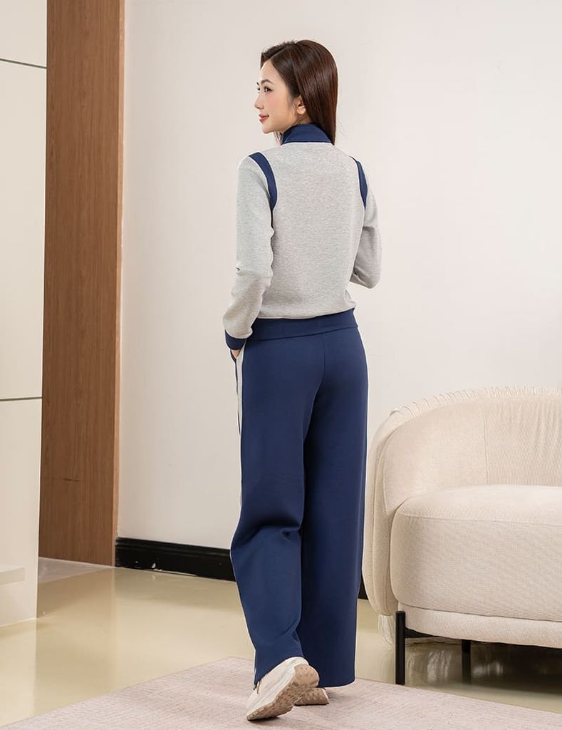 Bộ đồ đông 2 da nữ quần ống suông