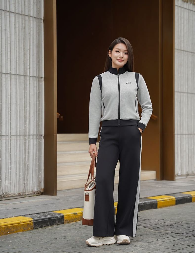 Bộ đồ đông 2 da nữ quần ống suông