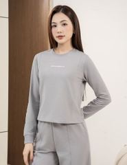 Bộ nỉ cổ tròn nữ hình in trước ngực