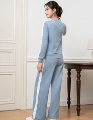 Bộ nỉ cổ tròn nữ hình in trước ngực quần ông suông