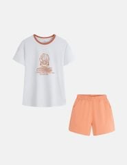Bộ hè quần đùi nữ hình in trước ngực