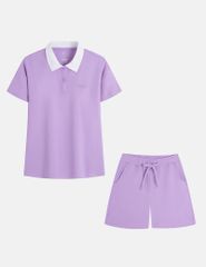 Bộ đồ hè quần đùi nữ cạp chun hình in trước ngực