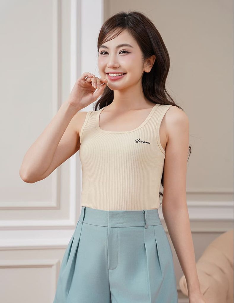 Áo ba lỗ nữ hình thêu nhỏ trước ngực
