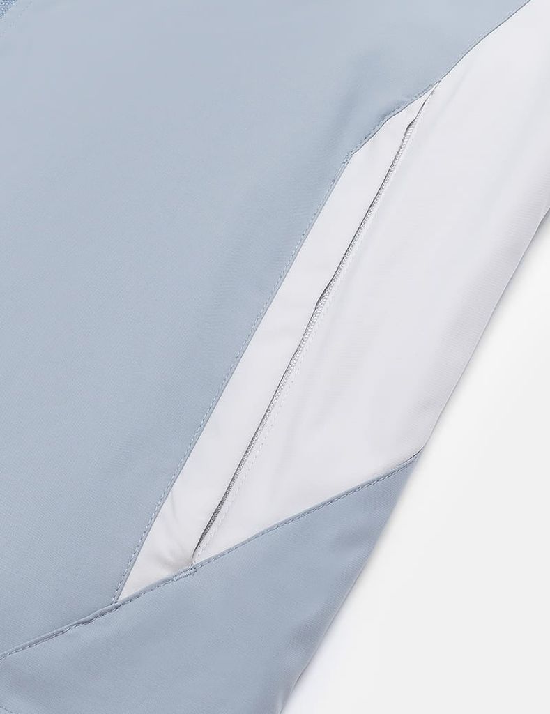 Áo gió có mũ nữ ngực in logo phối 2 bên sườn