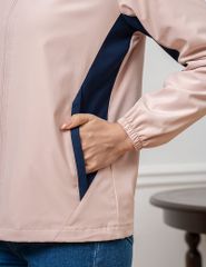 Áo gió có mũ nữ ngực in logo phối 2 bên sườn