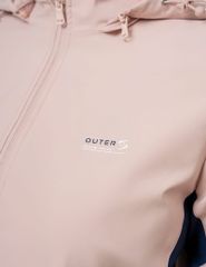 Áo gió có mũ nữ ngực in logo phối 2 bên sườn