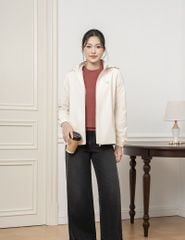 Áo khoác gió có mũ nữ hình in trước ngực