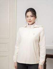 Áo khoác gió có mũ nữ hình in trước ngực