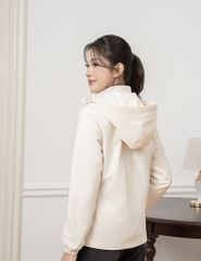Áo khoác gió có mũ nữ hình in trước ngực