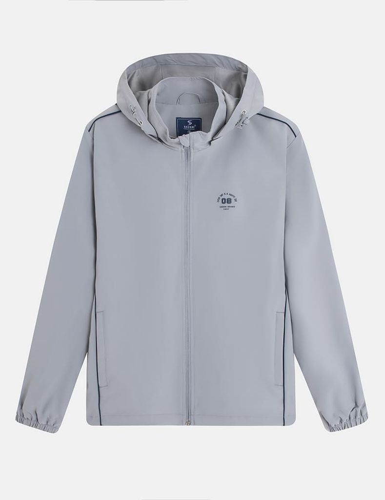 Áo khoác gió có mũ nữ hình in trước ngực