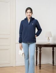 Áo khoác gió có mũ nữ hình in trước ngực