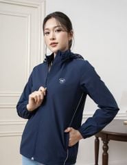 Áo khoác gió có mũ nữ hình in trước ngực