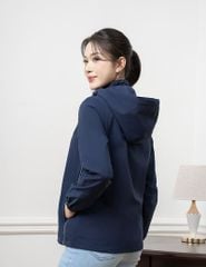 Áo khoác gió có mũ nữ hình in trước ngực