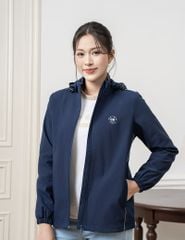 Áo khoác gió có mũ nữ hình in trước ngực