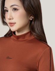 Áo giữ nhiệt nữ cổ cao thêu logo giữa ngực