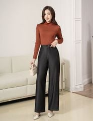 Quần jean nữ ống rộng cạp may đỉa chéo