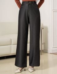 Quần jean nữ ống rộng cạp may đỉa chéo