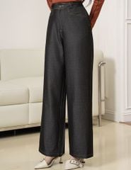 Quần jean nữ ống rộng cạp may đỉa chéo