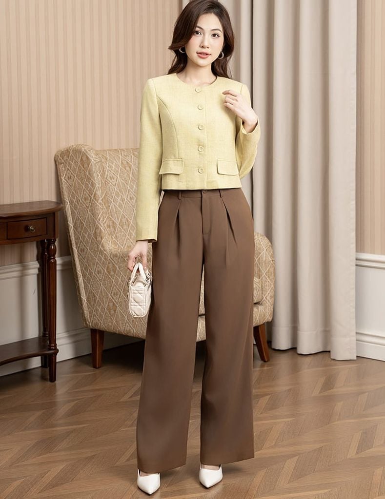 Áo khoác kiểu nữ cổ tròn