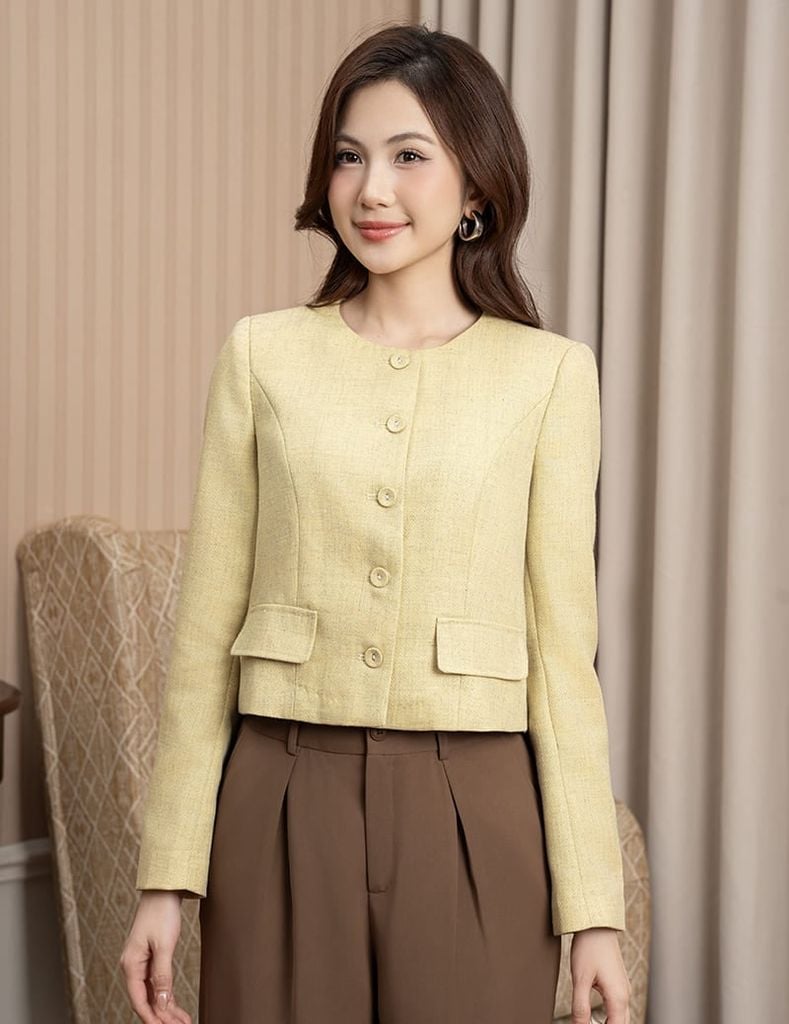 Áo khoác kiểu nữ cổ tròn