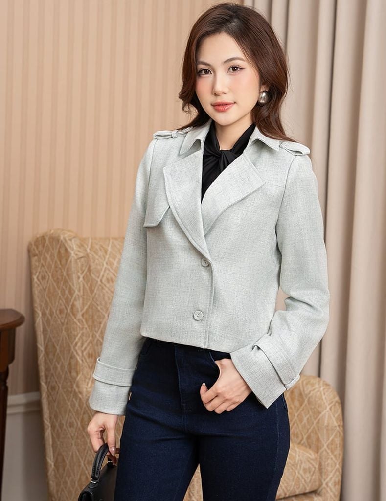 Áo măng tô nữ dáng ngắn