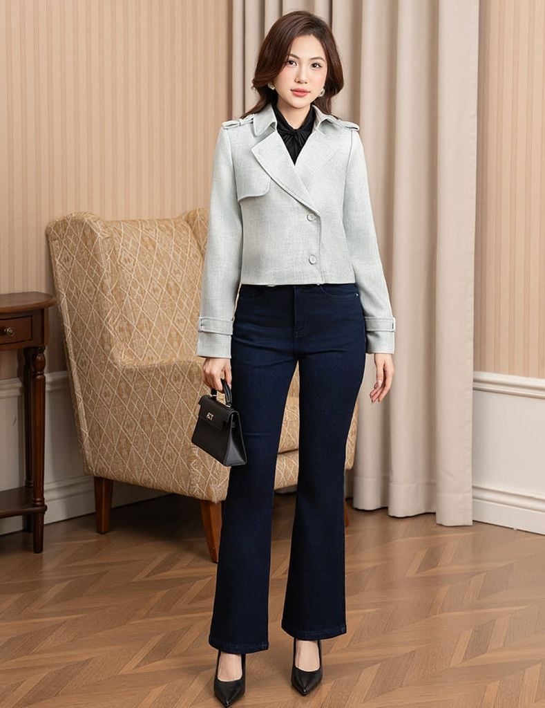 Áo măng tô nữ dáng ngắn