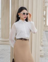 Áo sơ mi dài tay nữ vải ren thân