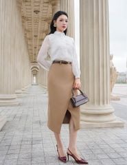 Áo sơ mi dài tay nữ vải ren thân