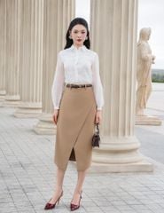 Áo sơ mi dài tay nữ vải ren thân