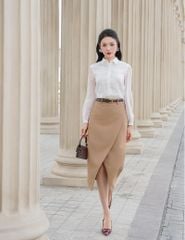 Áo sơ mi dài tay nữ vải ren thân