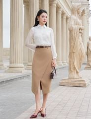 Áo sơ mi dài tay nữ vải ren thân