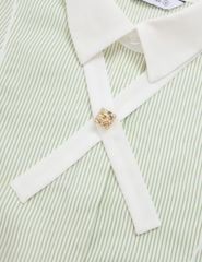 Áo sơ mi kẻ dài tay nữ nơ trang trí