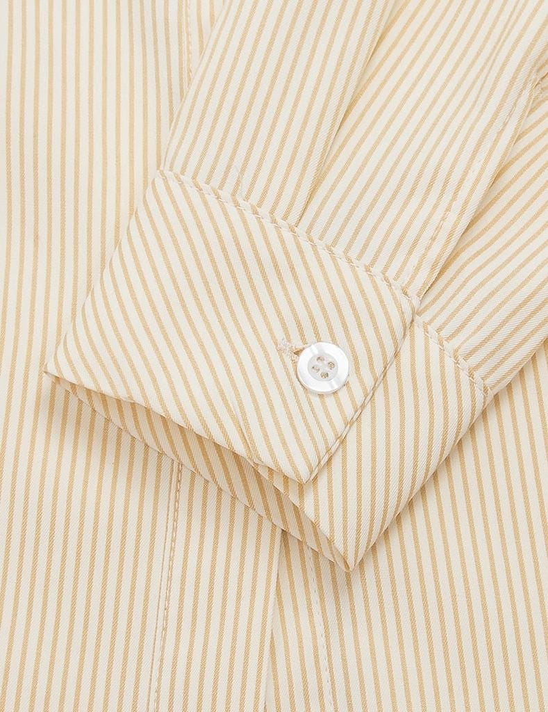 Áo sơ mi kẻ dài tay nữ nơ trang trí