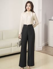 Quần âu nữ ống suông cạp thân trước cách điệu